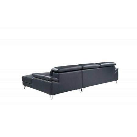 Homeroots 181 x 41 x 39 in. Modern Blue Leather Sectional Sofa 343949